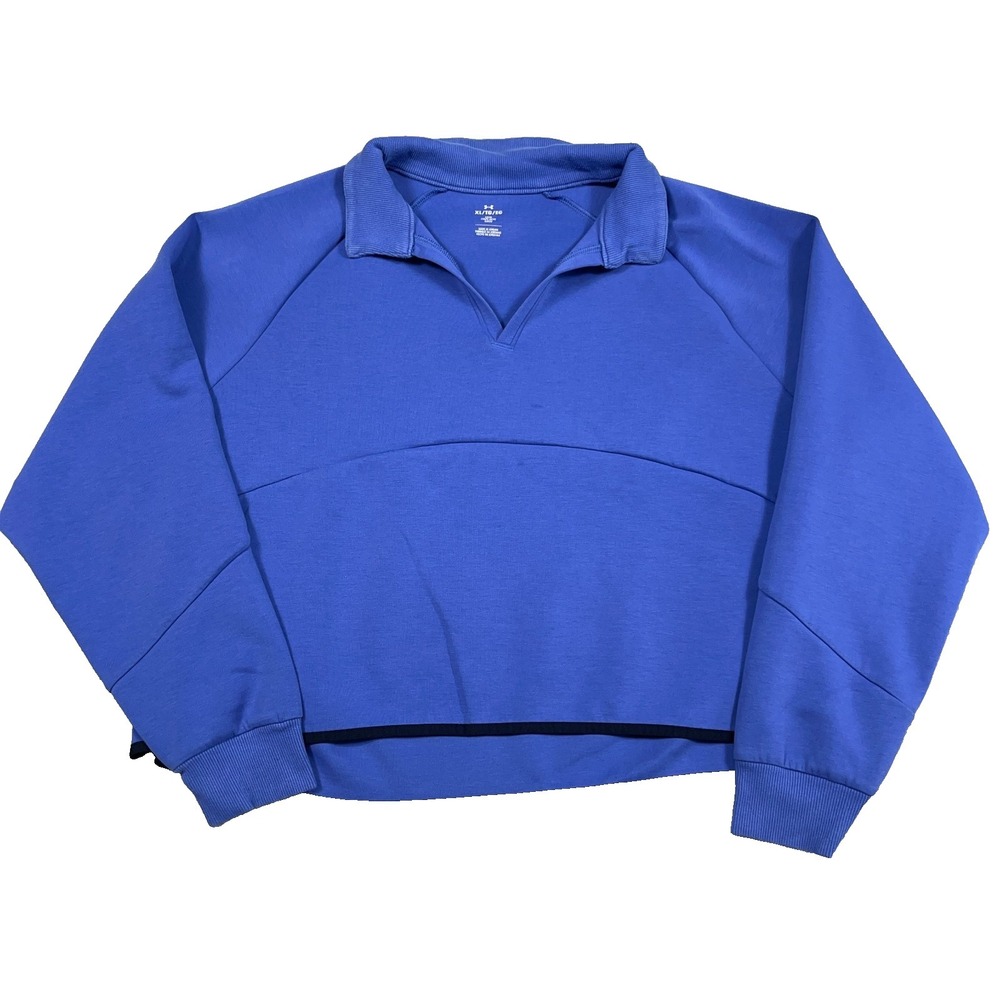 Under Armor Sweatshirt Women XL Purple‎ Cropped Pullover V Neck Turtleneck Gym *